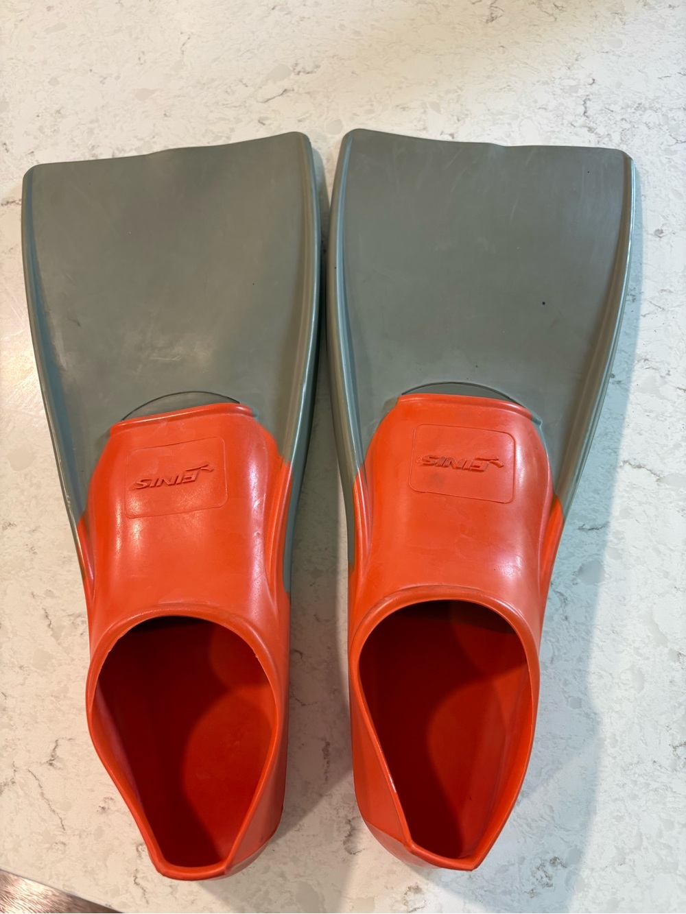 Adult Two-Tone Training Swim Fins — Gray Blade with Orange Foot Pocket